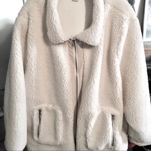 NWOT Off-white Jacket Faux Shearling 2 Zip Pockets 24W